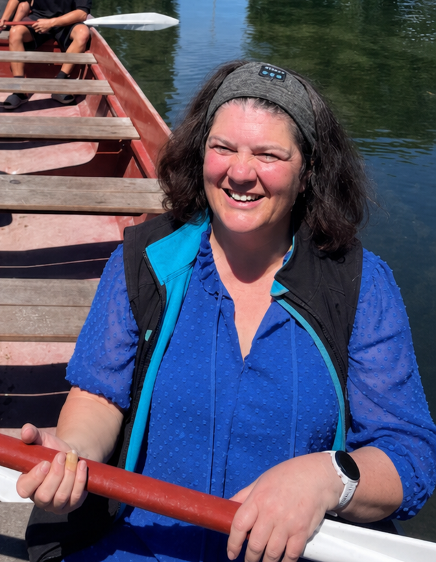 Gail Pomare paddling on the Avon River, Christchurch
